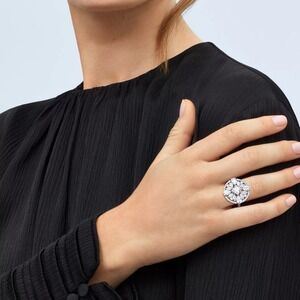 Arabella Circle Cluster Statement Ring in Sterling Silver Size 7